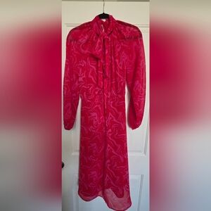 Vibrant Pink Swirl Long Sleeve Dress